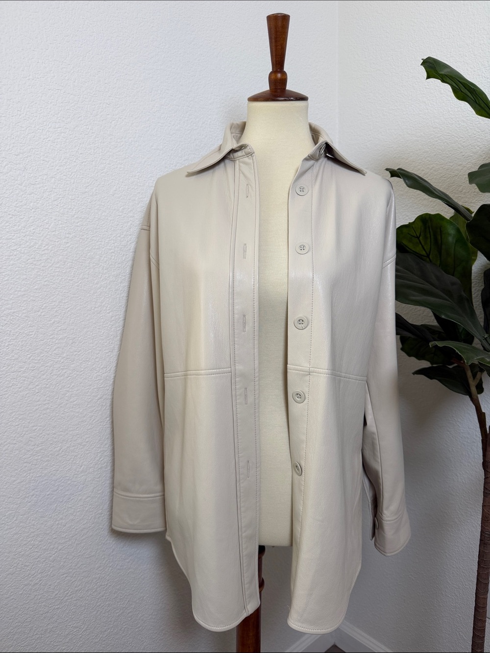 Aritzia Faux Leather Oversized Shirt Jacket Shacket